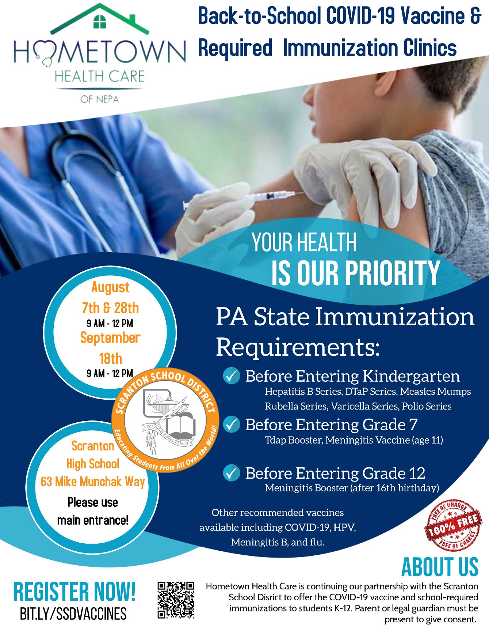 Back-To-School Student Immunization Clinics Scheduled for Aug. 3